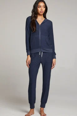 Women Chaser Brand Canopy Long Sleeve Raglan Zip Up Hoodie
