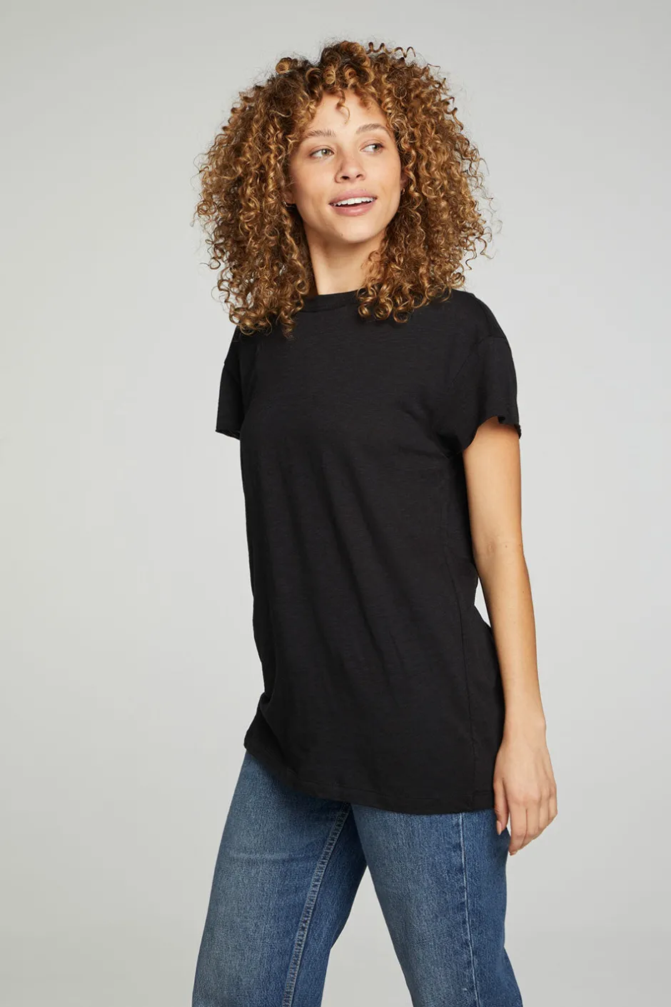 Women Chaser Brand Cap Sleeve Crew Neck Tee