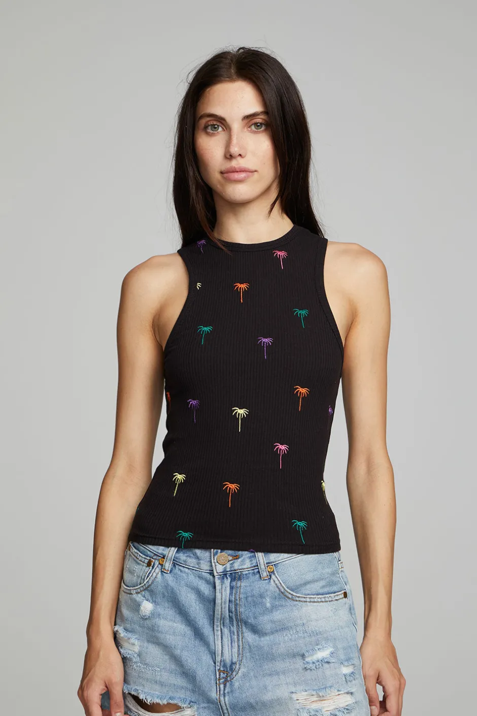 Women Chaser Brand Carnaby Tank Top Palm Print