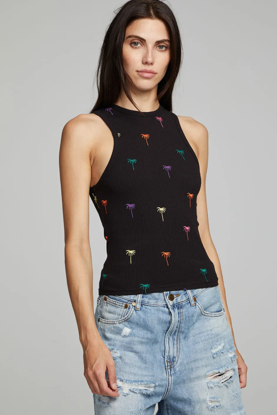 Women Chaser Brand Carnaby Tank Top Palm Print