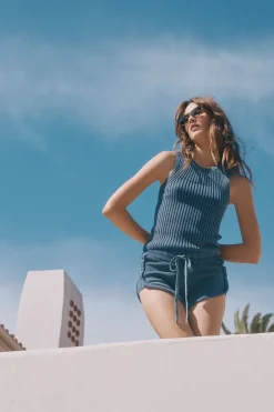 Women Chaser Brand Carnaby Washed Indigo Tank Top