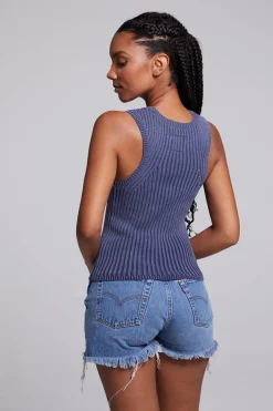 Women Chaser Brand Carnaby Washed Indigo Tank Top