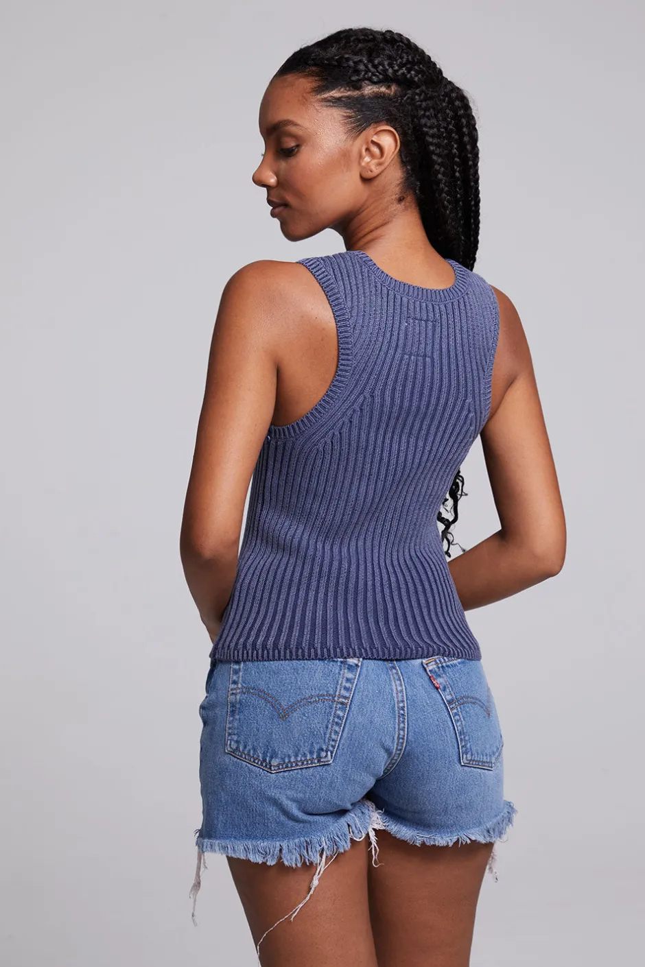 Women Chaser Brand Carnaby Washed Indigo Tank Top