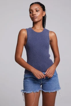 Women Chaser Brand Carnaby Washed Indigo Tank Top