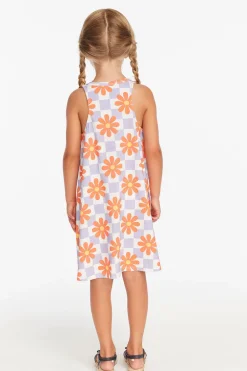 Kids Chaser Brand Checkered Floral Girls Tank Dress