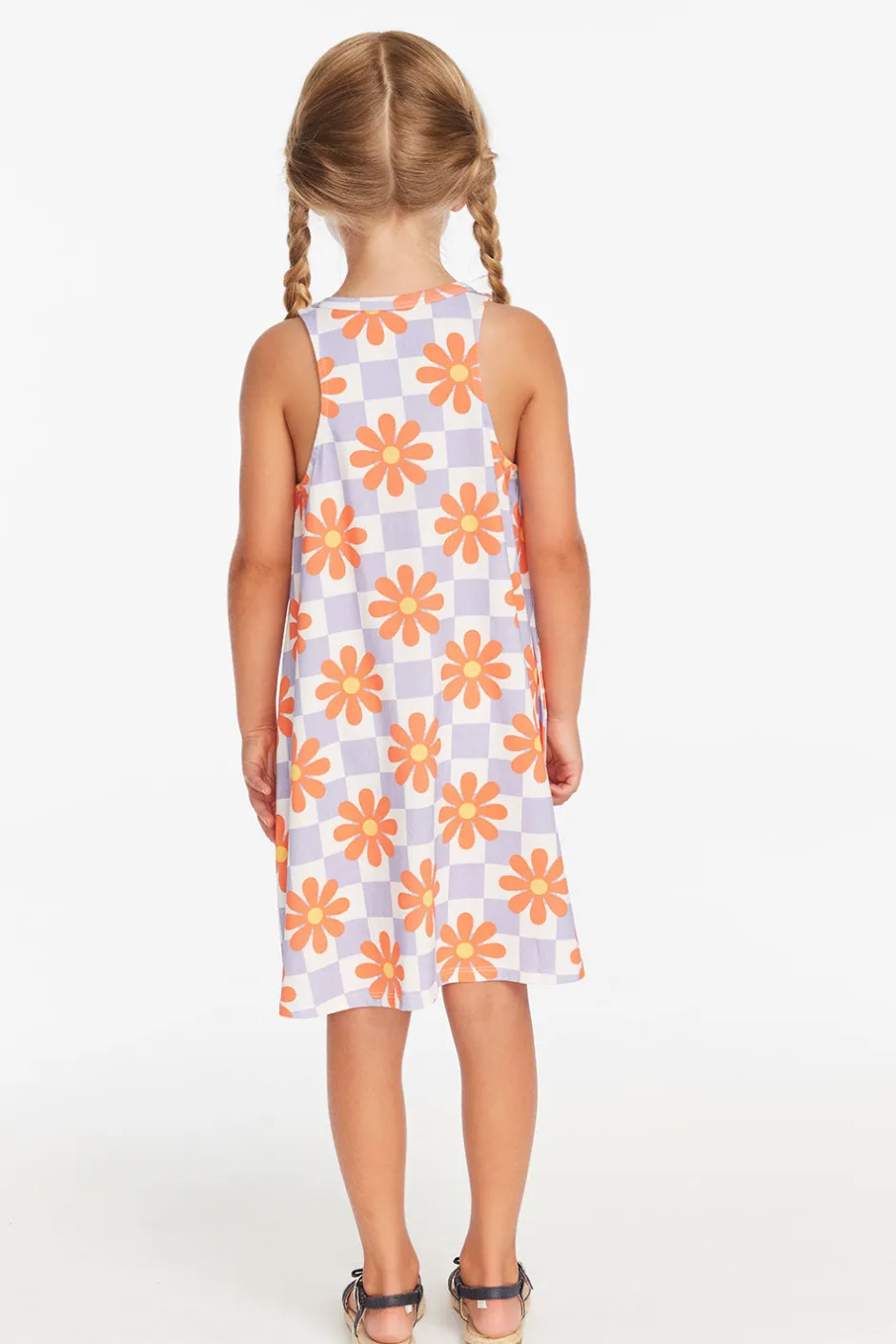 Kids Chaser Brand Checkered Floral Girls Tank Dress