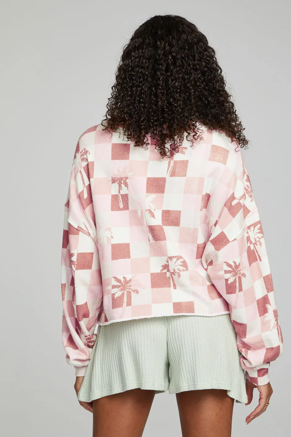 Women Chaser Brand Checkered Palms Print Pullover