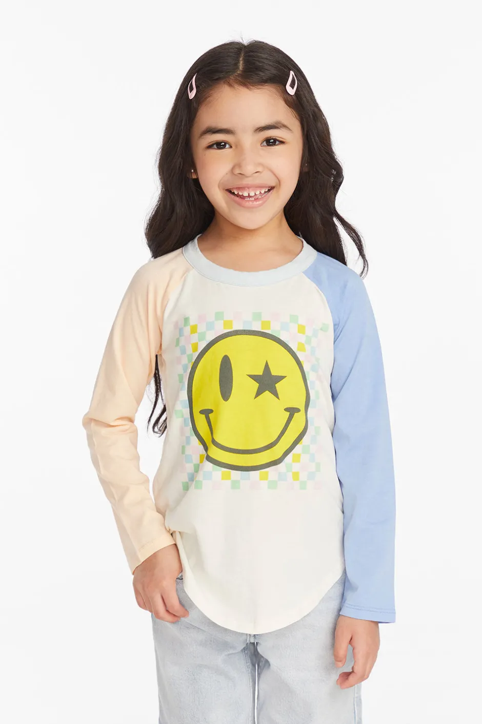 Kids Chaser Brand Checkered Smiley Girls Long Sleeve