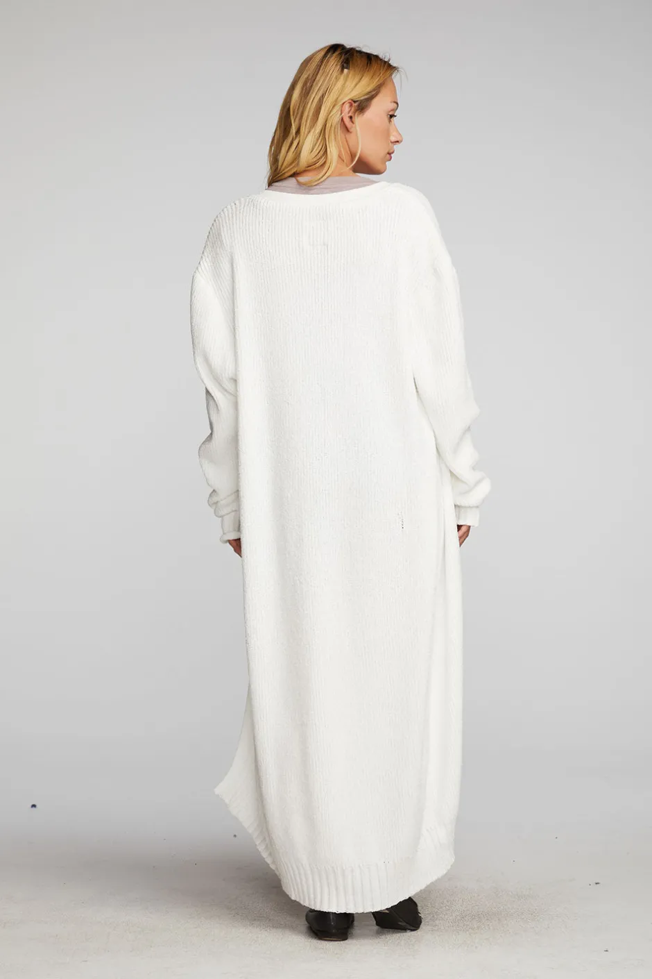 Women Chaser Brand Chenille Sweater Knit Button Down Long Cardigan