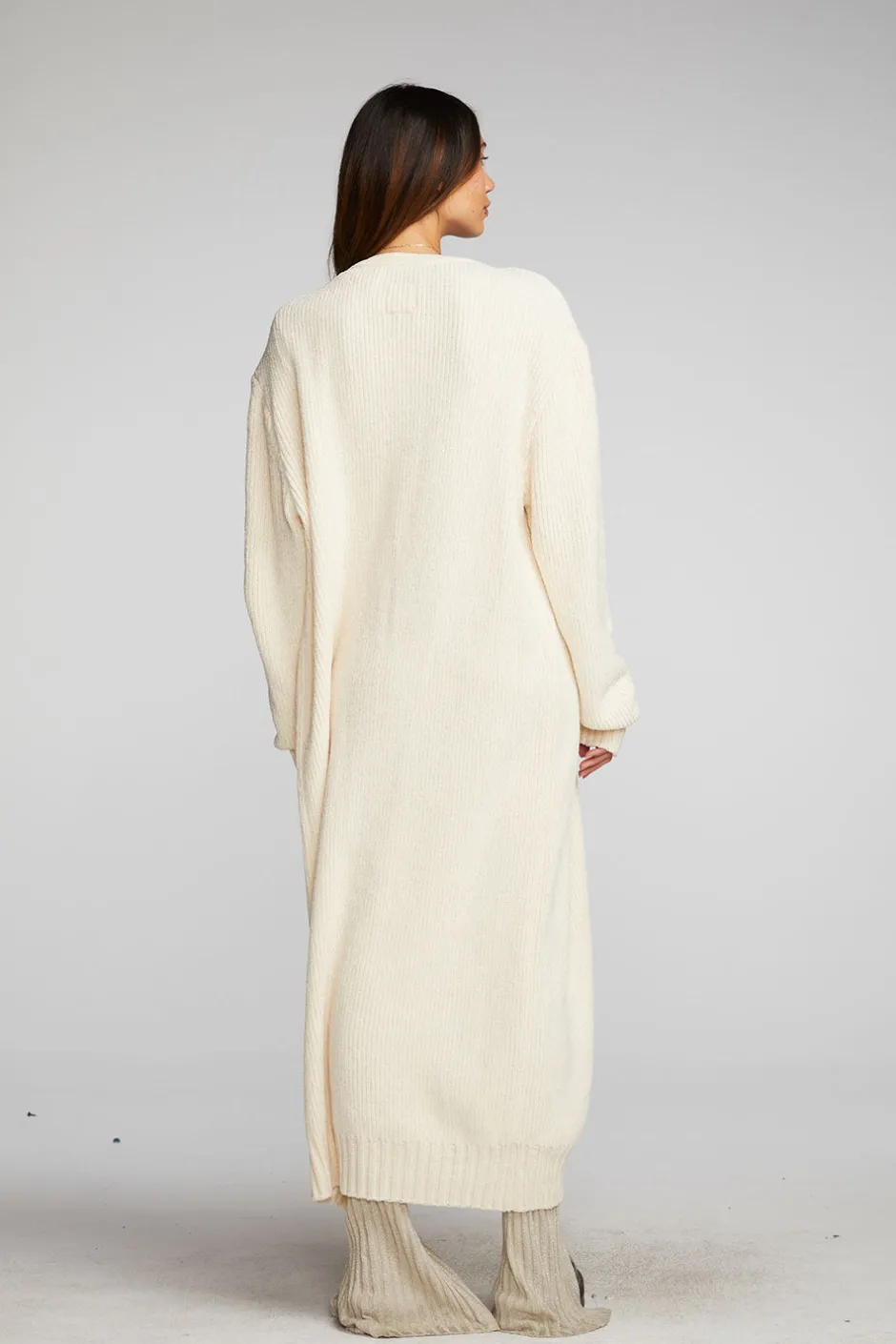 Women Chaser Brand Chenille Sweater Knit Button Down Long Cardigan