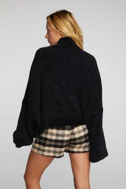 Women Chaser Brand Chenille Sweater Knit Turtleneck
