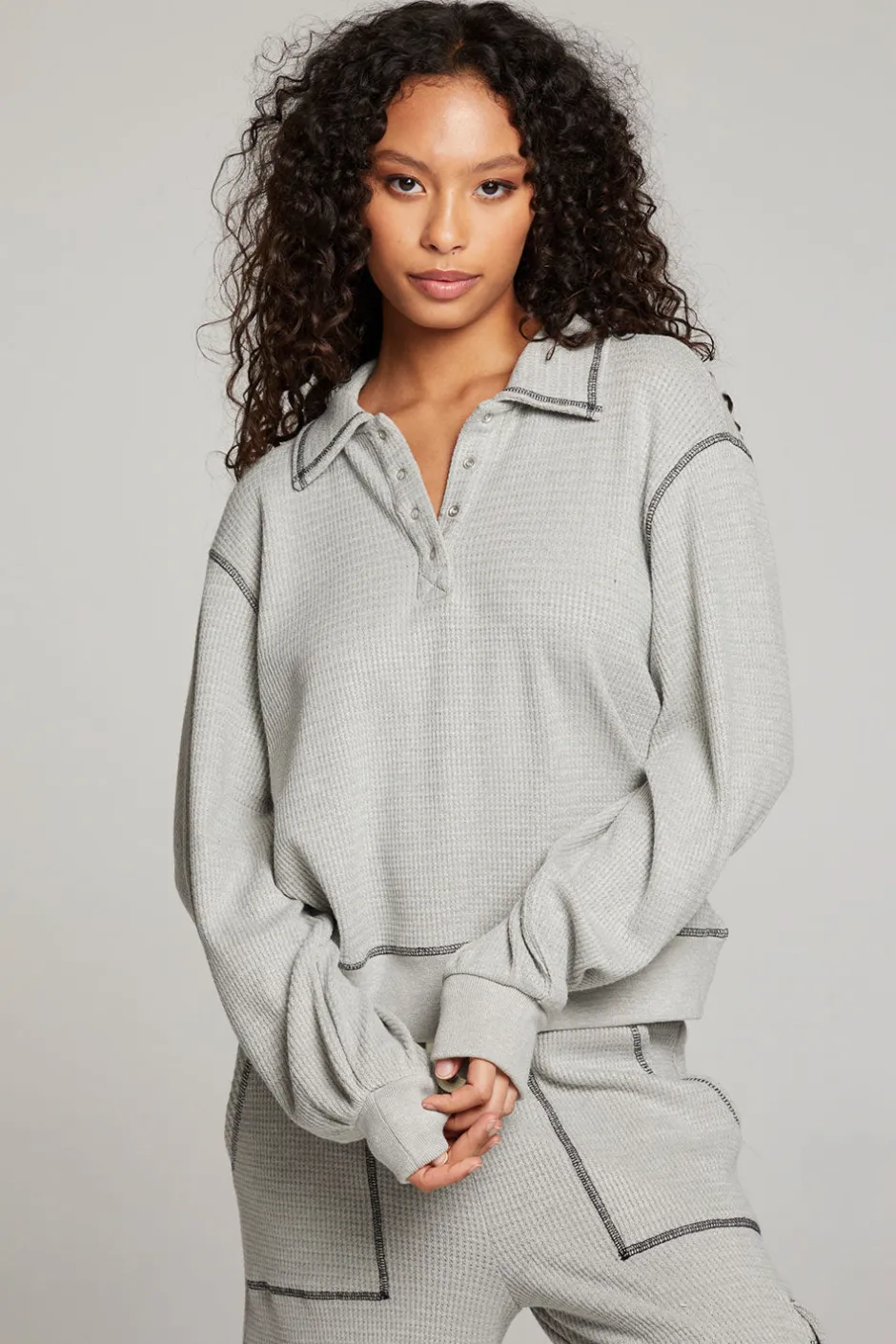 Women Chaser Brand Church Heather Grey Long Sleeve