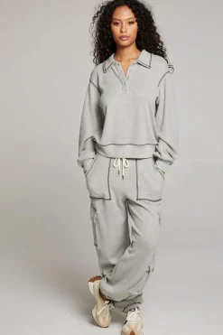 Women Chaser Brand Church Heather Grey Long Sleeve