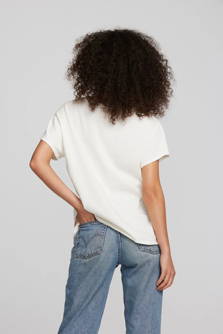 Women Chaser Brand Coast Cotton Jersey Crewneck Tee With Rib Neckband
