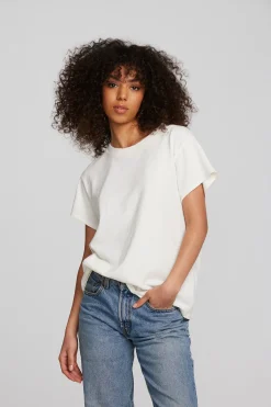 Women Chaser Brand Coast Cotton Jersey Crewneck Tee With Rib Neckband