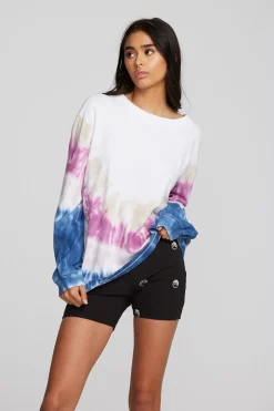 Women Chaser Brand Coast Cotton Jersey Long Sleeve Tee With Blousant Sleeves And Rib