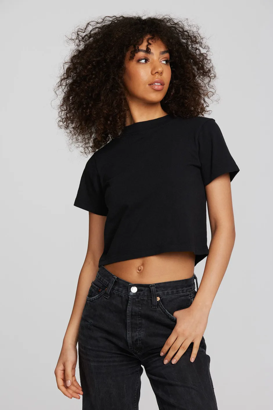 Women Chaser Brand Coast Cotton Jersey Mockneck Tee With Rib