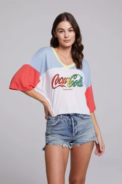 Women Chaser Brand Coca-Cola Rainbow Logo Levi Tee