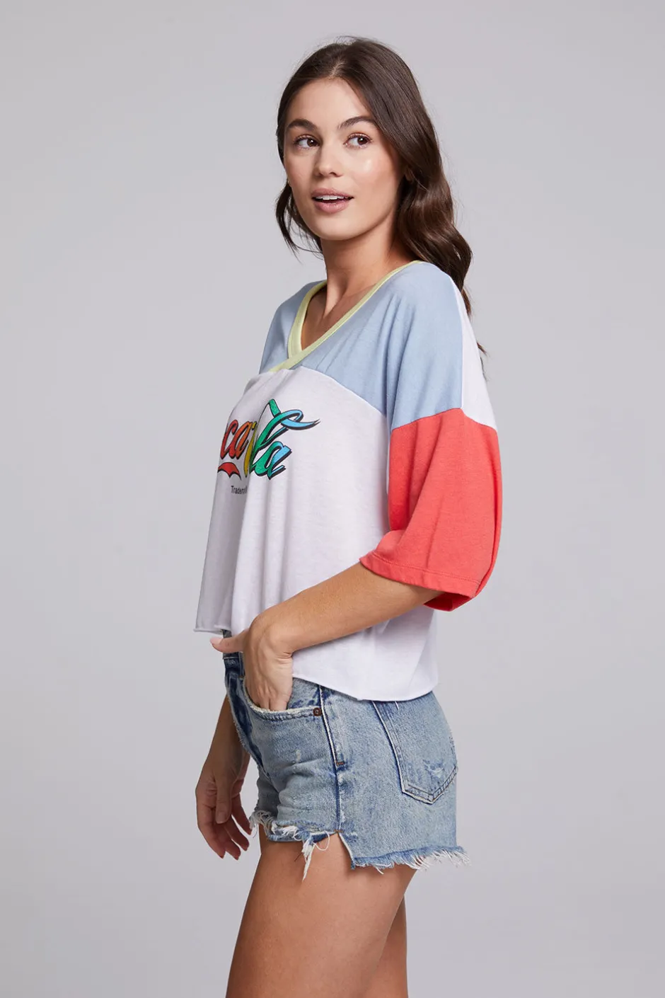 Women Chaser Brand Coca-Cola Rainbow Logo Levi Tee