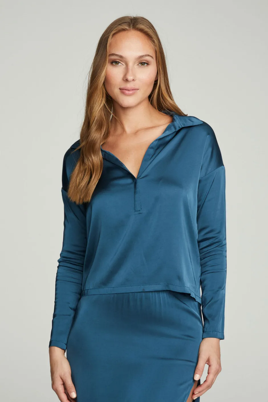 Women Chaser Brand Collared Half Placket Dolman