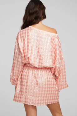 Women Chaser Brand Cooper Long Sleeve Mini Dress Embellished Check