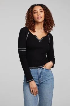 Women Chaser Brand Cooper Shadow Black Long Sleeve