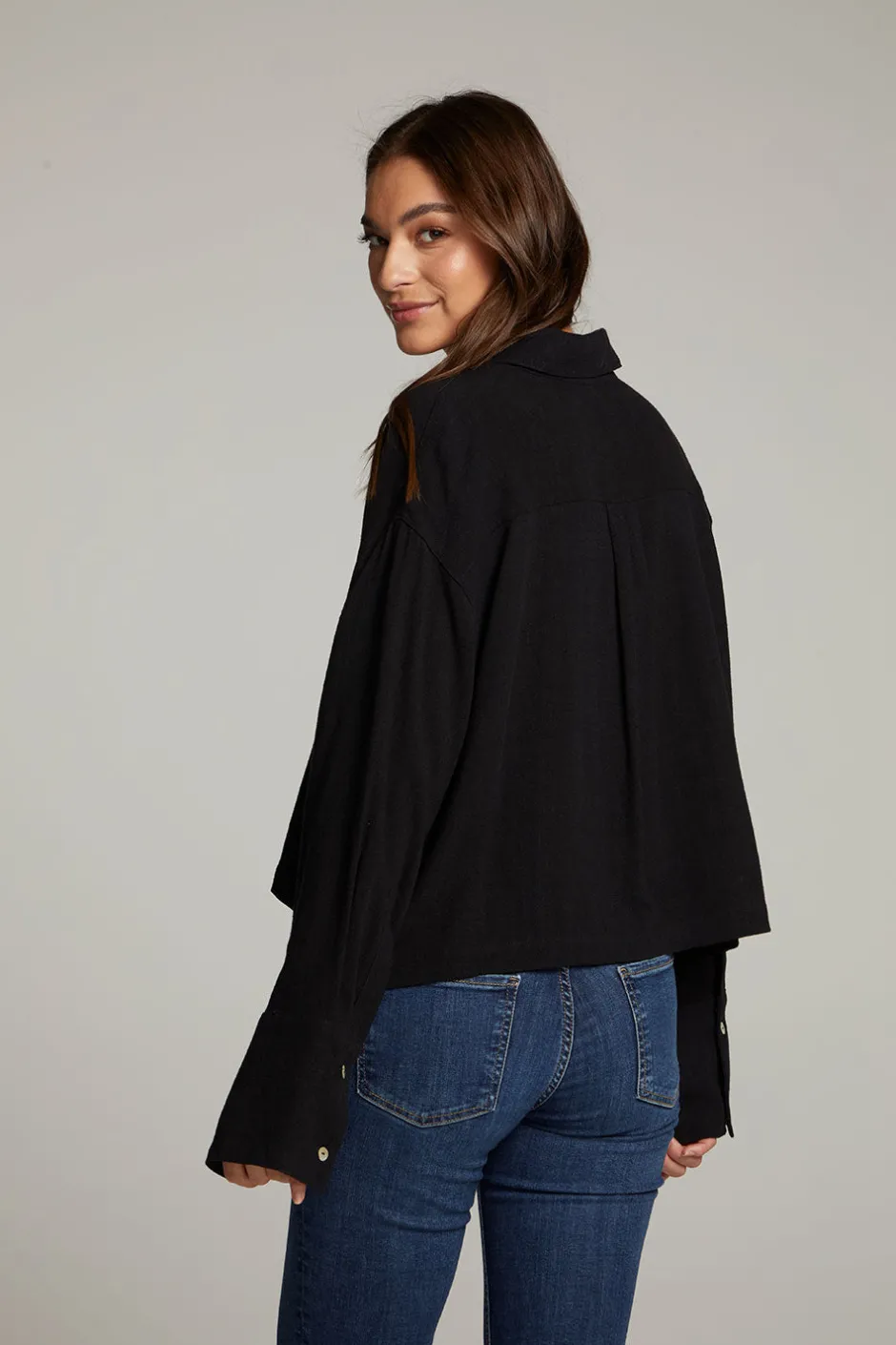 Women Chaser Brand Coral True Black Button Up Top