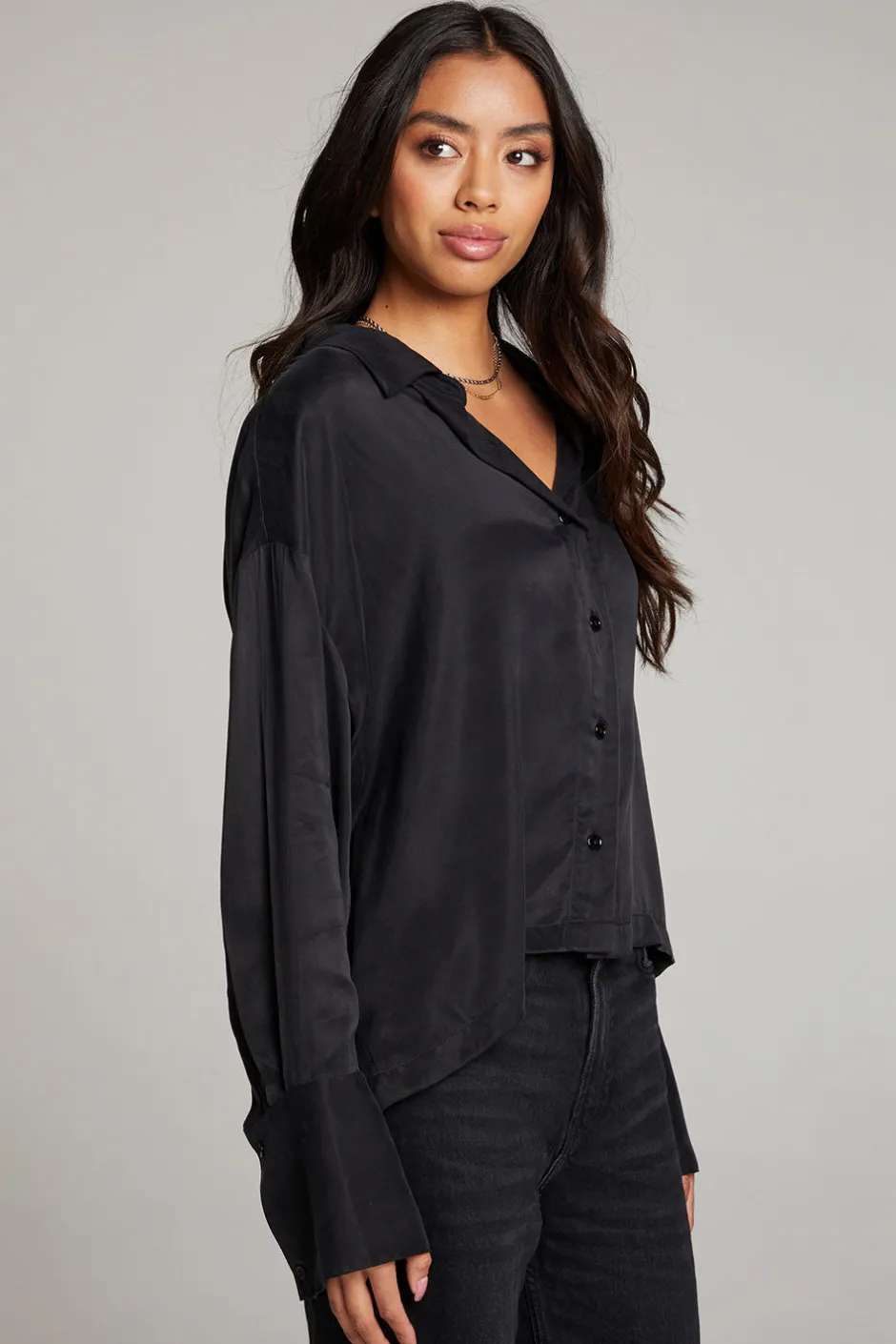 Women Chaser Brand Corall Licorice Button Up