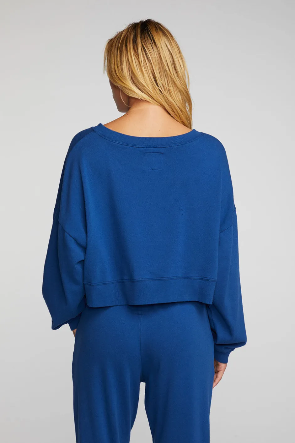 Women Chaser Brand Cotton Fleece Crewneck Pullover With Rib