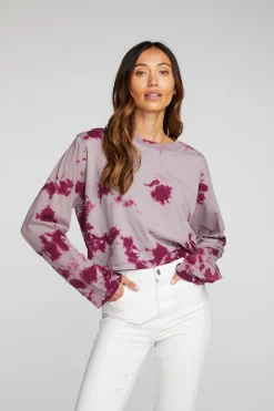 Women Chaser Brand Cotton Jersey Cropped Long Sleeve Tee