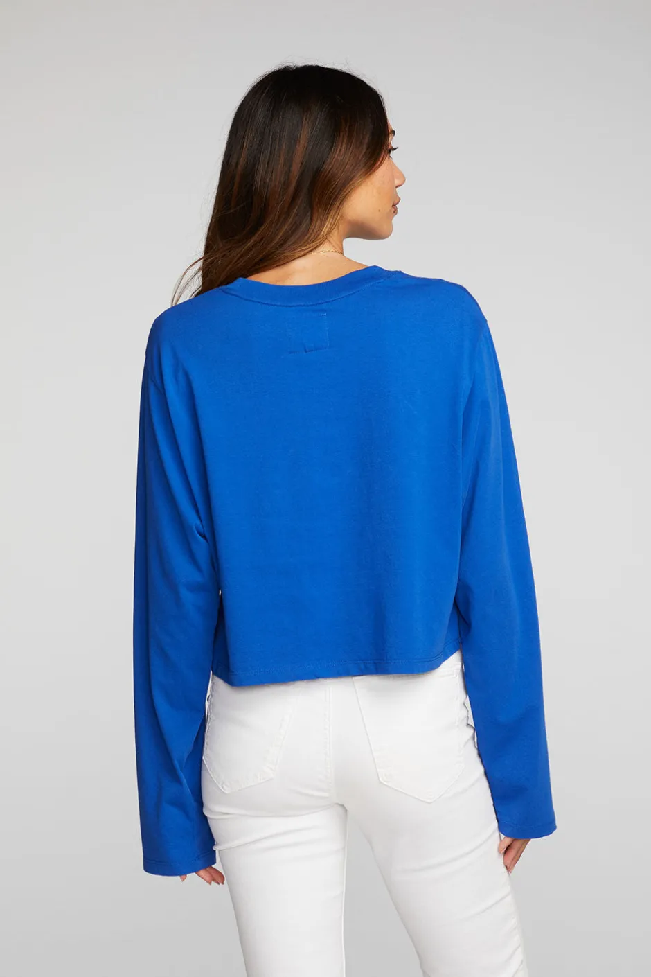 Women Chaser Brand Cotton Jersey Cropped Long Sleeve Tee