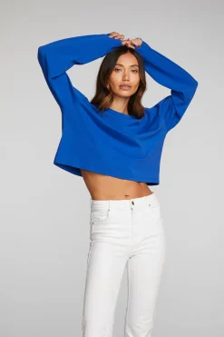 Women Chaser Brand Cotton Jersey Cropped Long Sleeve Tee