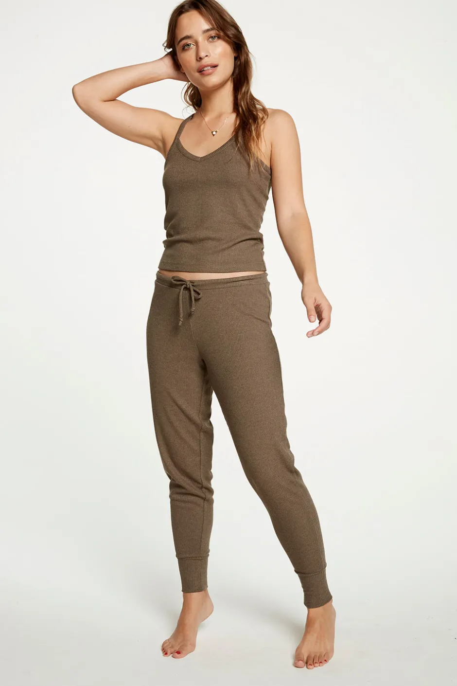 Women Chaser Brand Cozy Rib Cropped Double V Cami