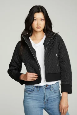Women Chaser Brand Cropped Hooded Jacket With Rib
