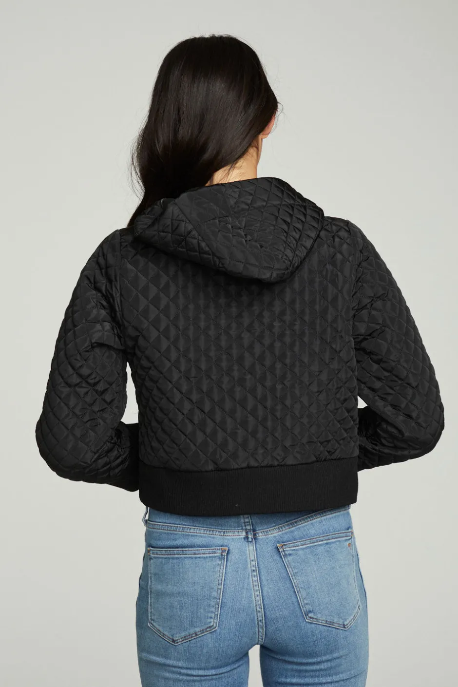Women Chaser Brand Cropped Hooded Jacket With Rib