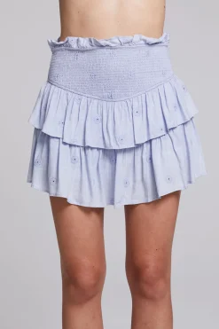 Women Chaser Brand Cruz Faded Denim Blue Mini Skirt