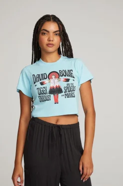 Women Chaser Brand David Bowie Ziggy Stardust Crop Tee