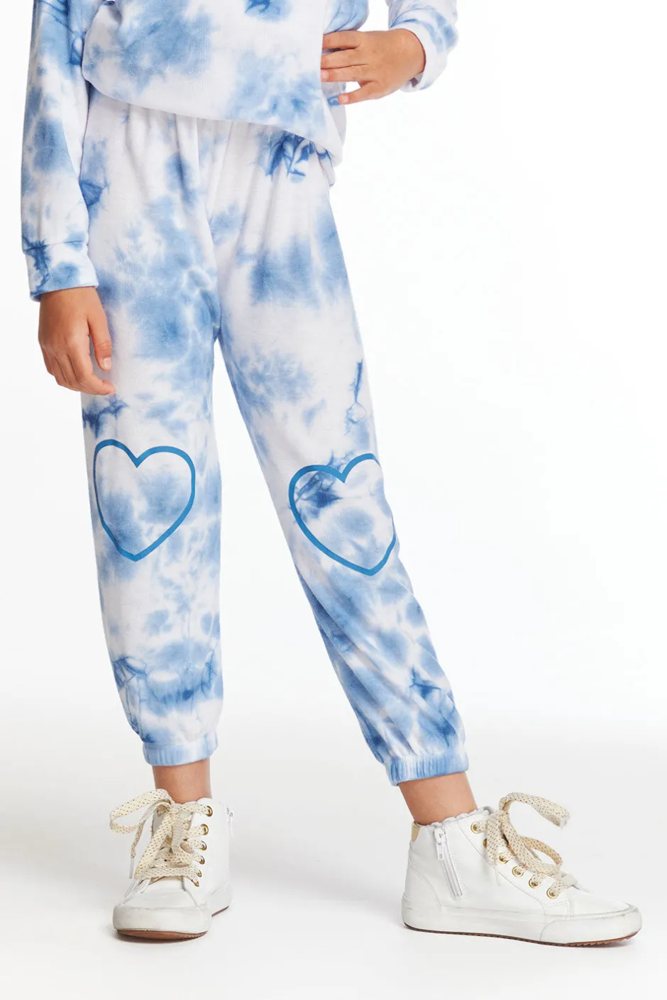 Kids Chaser Brand Denim Tie Dye Heart Cozy Knit Sweatpant