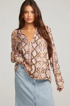 Women Chaser Brand Denver Python Print Blouse
