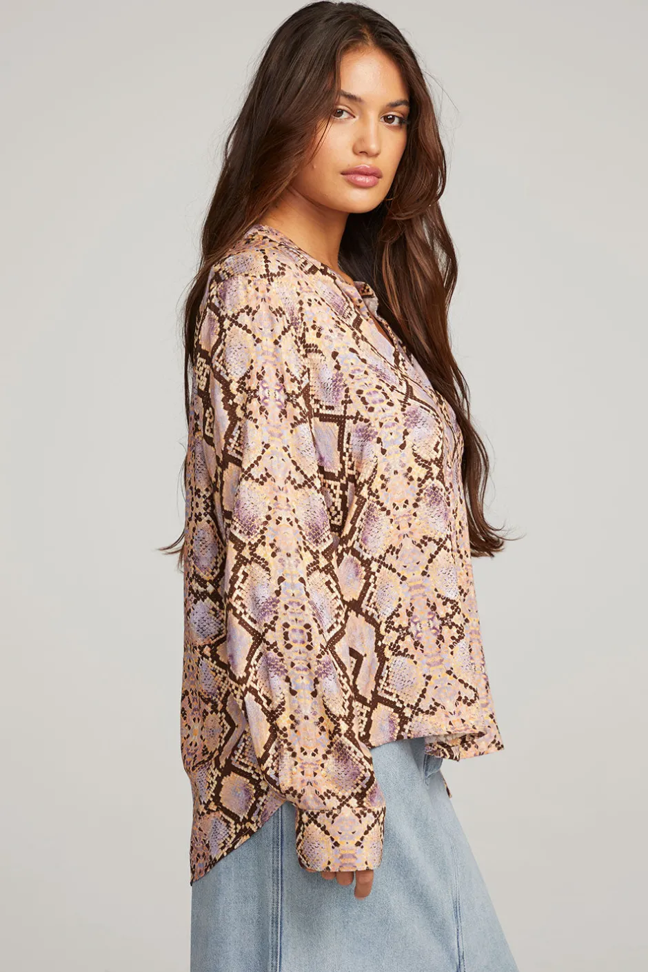 Women Chaser Brand Denver Python Print Blouse