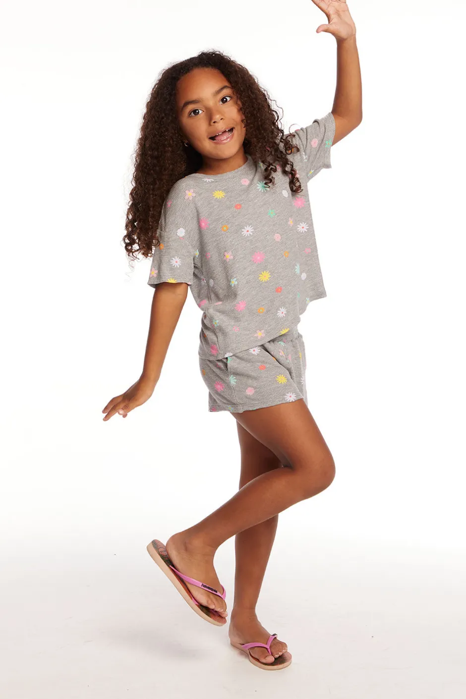 Kids Chaser Brand Devin Embroidered Flowers Girls Tee