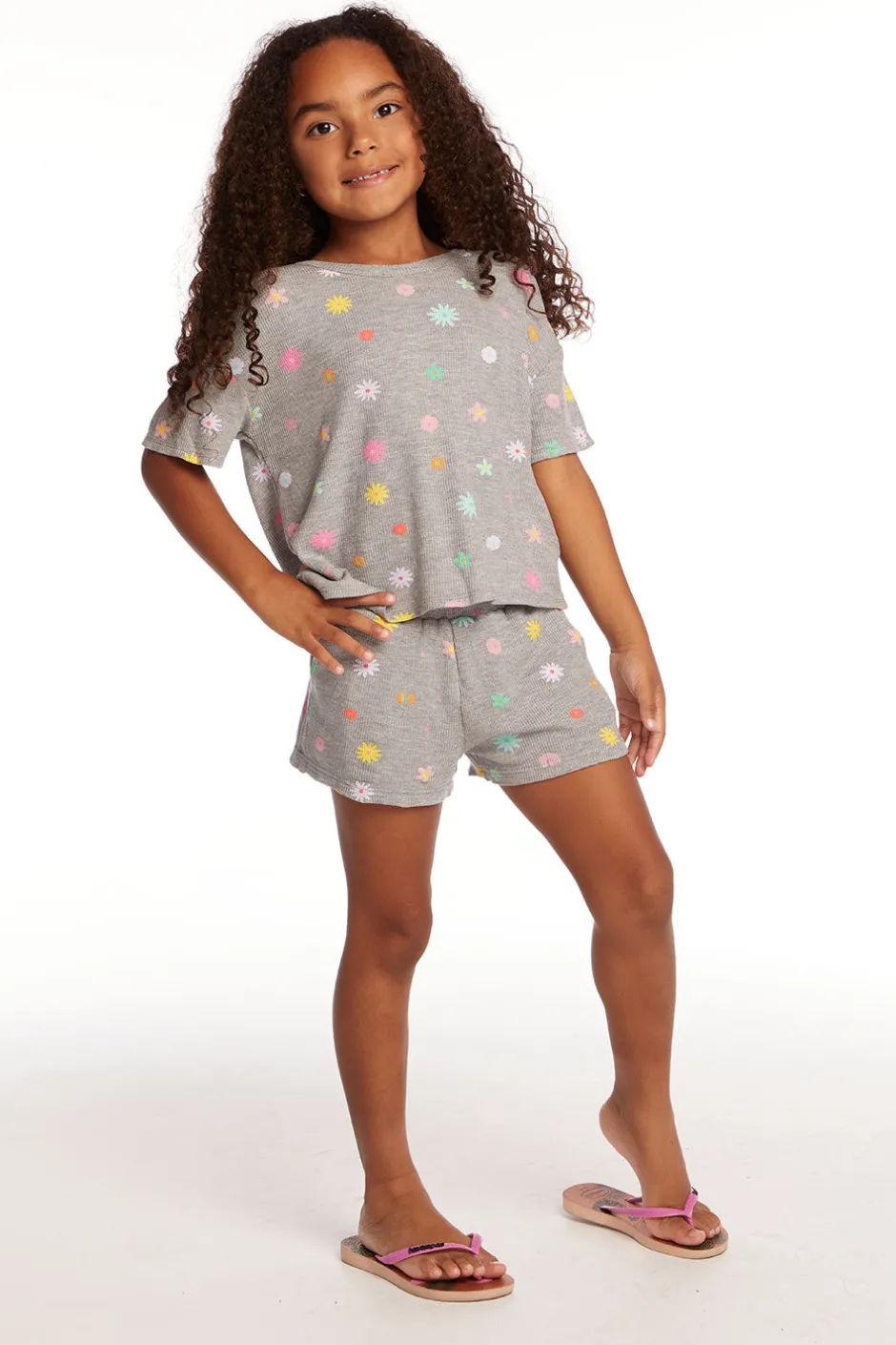 Kids Chaser Brand Devin Embroidered Flowers Girls Tee