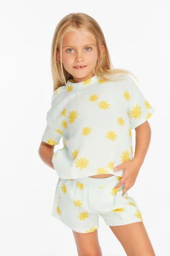 Kids Chaser Brand Devin Powder Blue Daisy Girls Tee