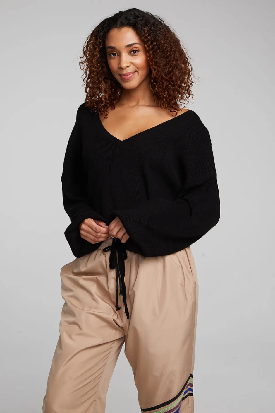 Women Chaser Brand Diamond Shadow Black Long Sleeve