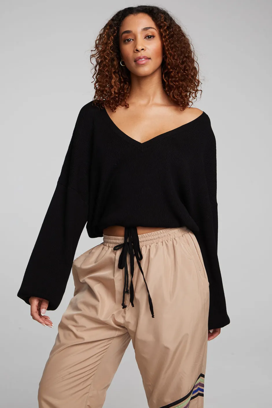 Women Chaser Brand Diamond Shadow Black Long Sleeve
