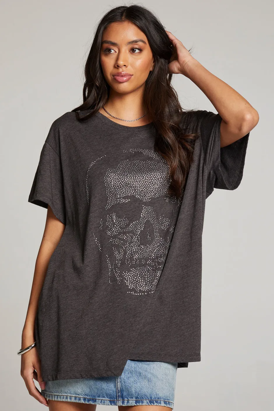 Women Chaser Brand Diamond Skull Tee