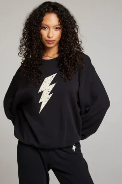 Women Chaser Brand Distressed Bolt Long Sleeve