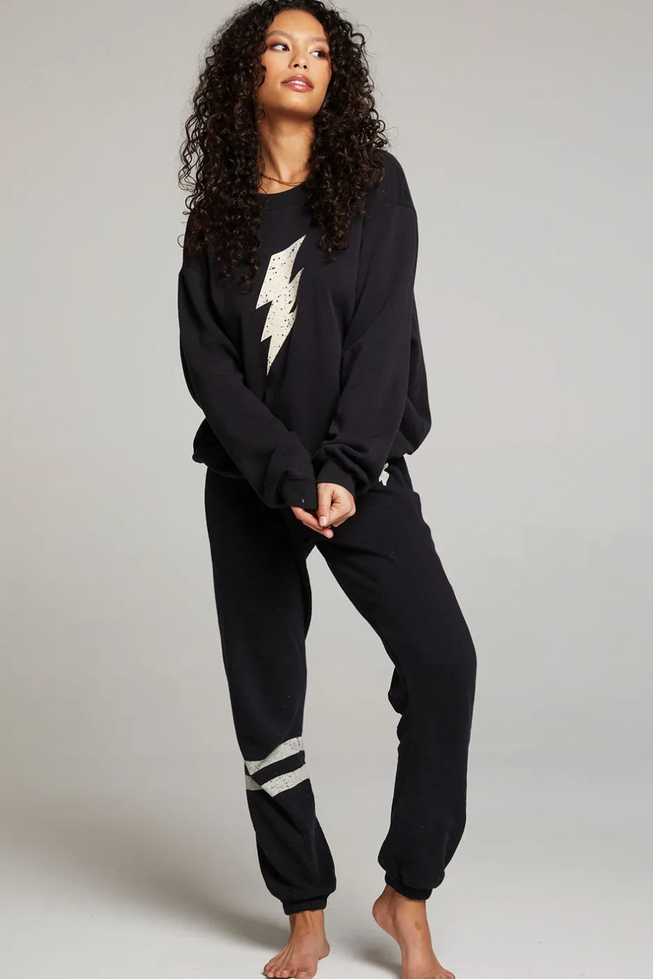 Women Chaser Brand Distressed Bolt Long Sleeve