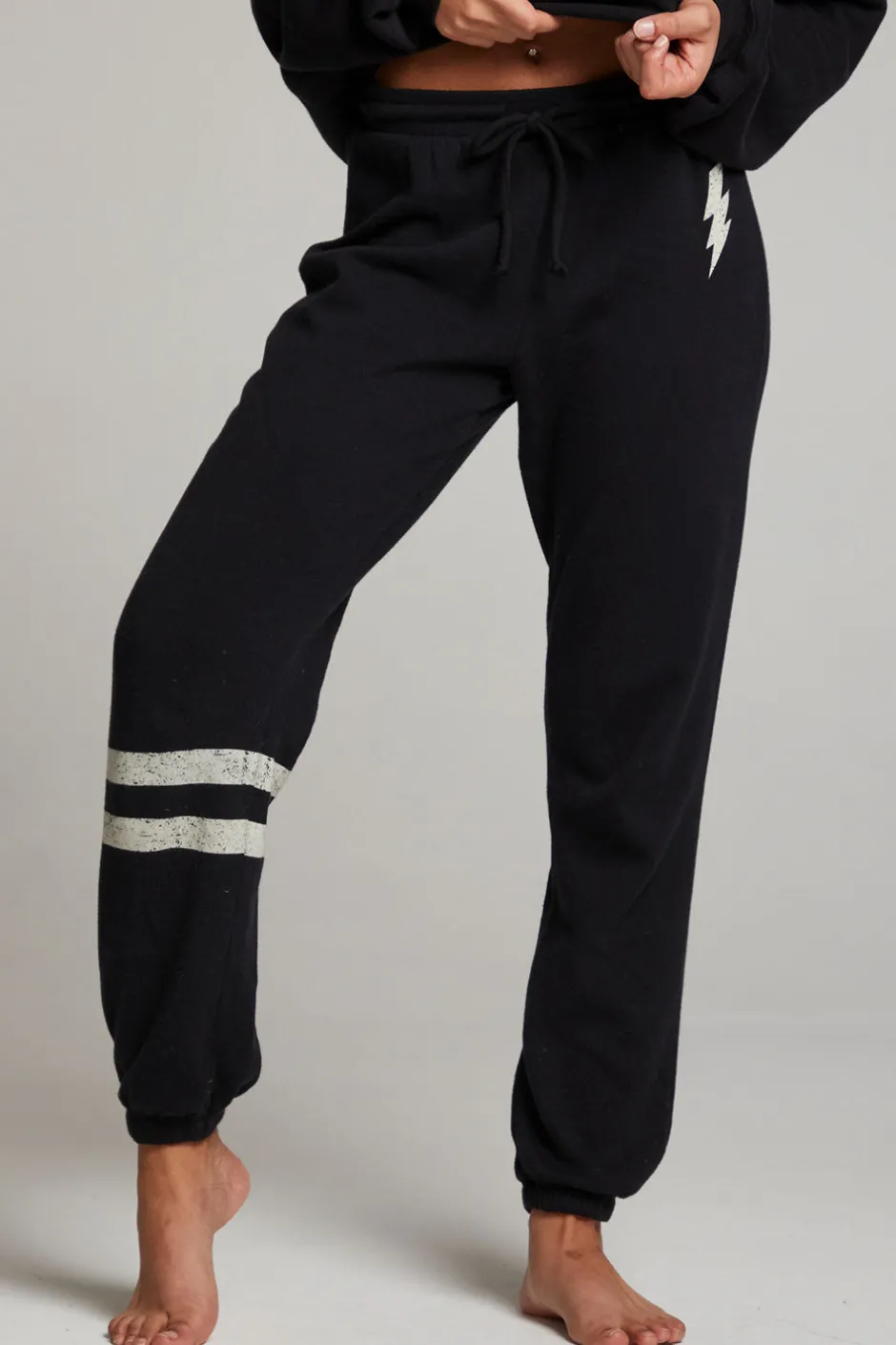 Women Chaser Brand Distressed Bolt Sweatpant
