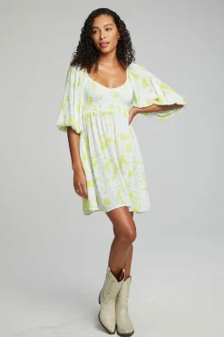 Women Chaser Brand Dolce Mini Dress - Baby Blue Daisy Floral